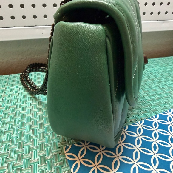 COACH Quilted Pillow Madison 18 Shoulder Bag CA086 Dark Pine/Gunmetal - Picture 7 of 13